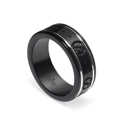 Gucci's 18K White Gold & Black Corundum Icon Ring