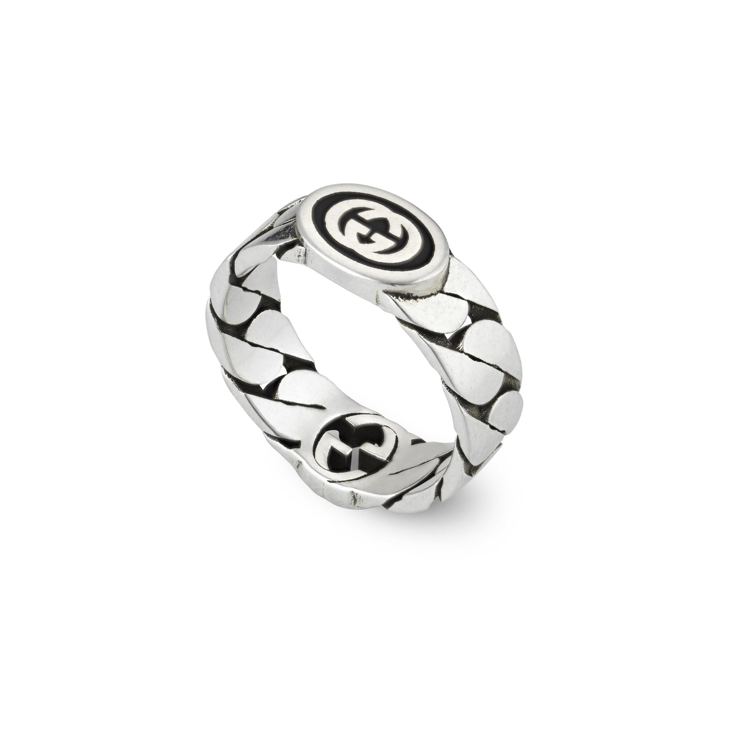 Gucci's Silver Interlocking G Gourmette Ring