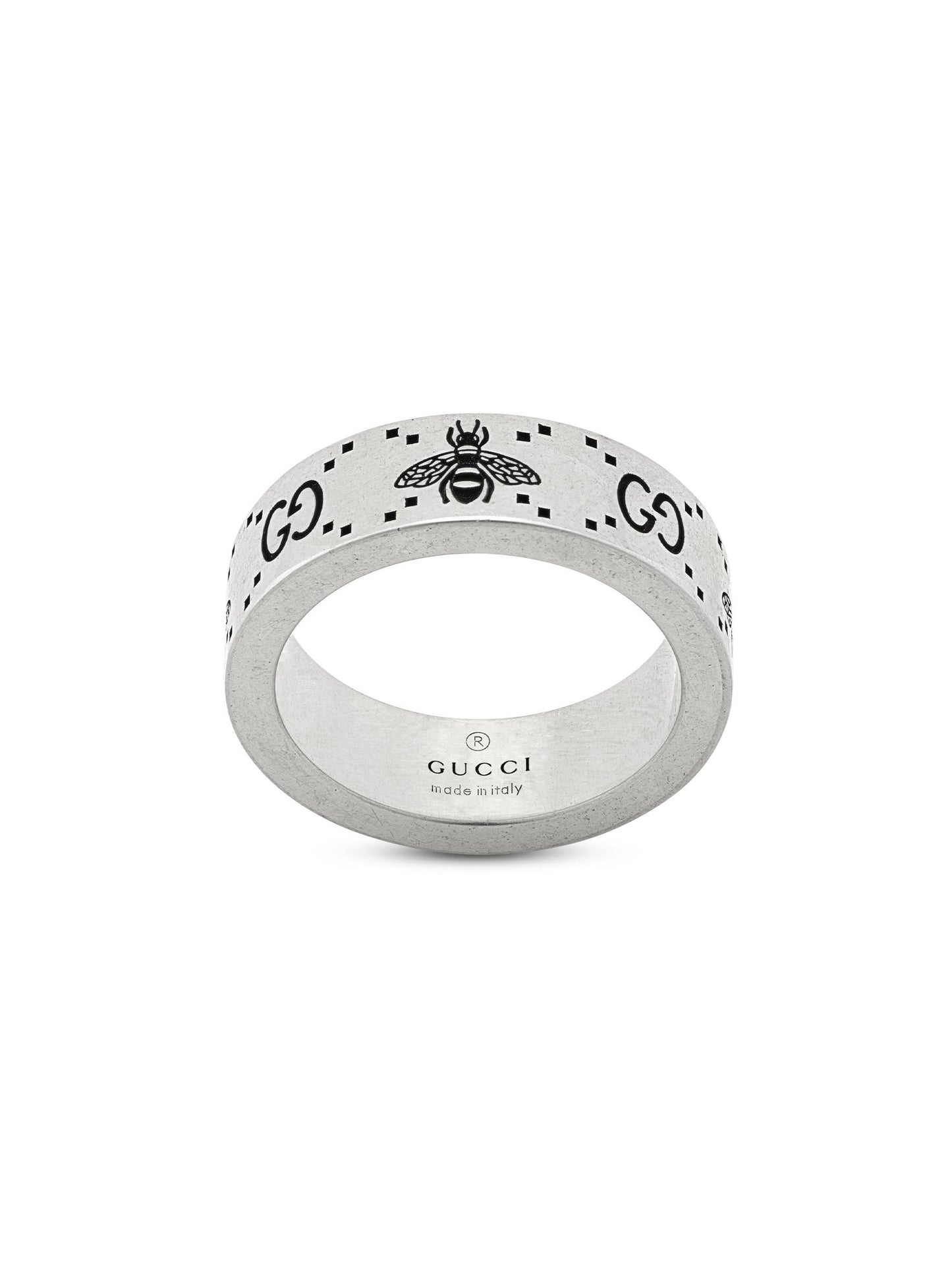 Gucci's Silver GG & Bee Ring