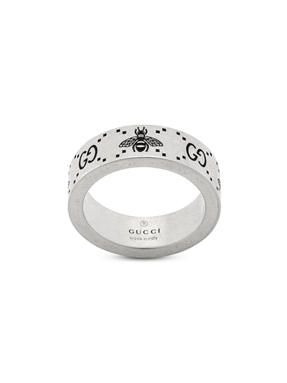 Gucci's Silver GG & Bee Ring