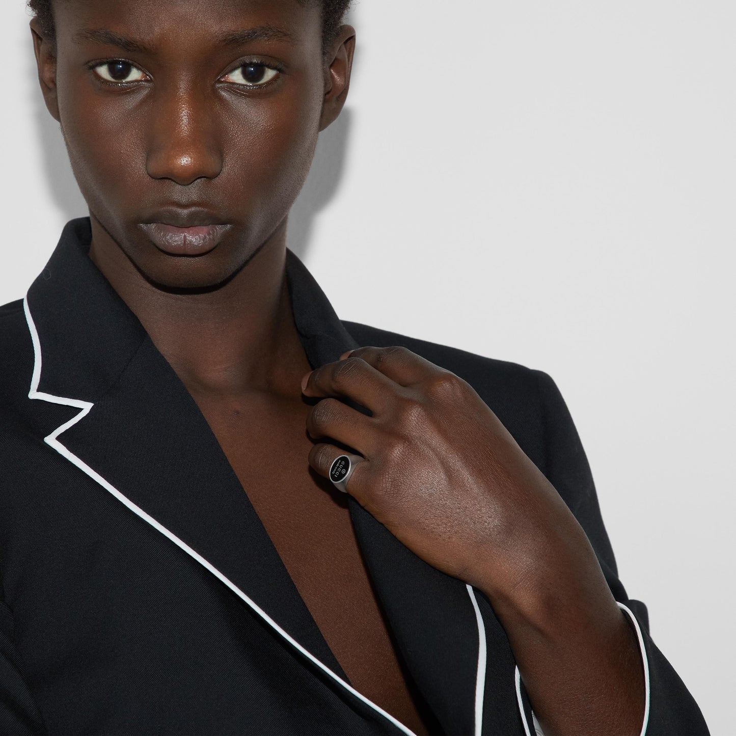 Gucci's Silver Trademark Oval Ring