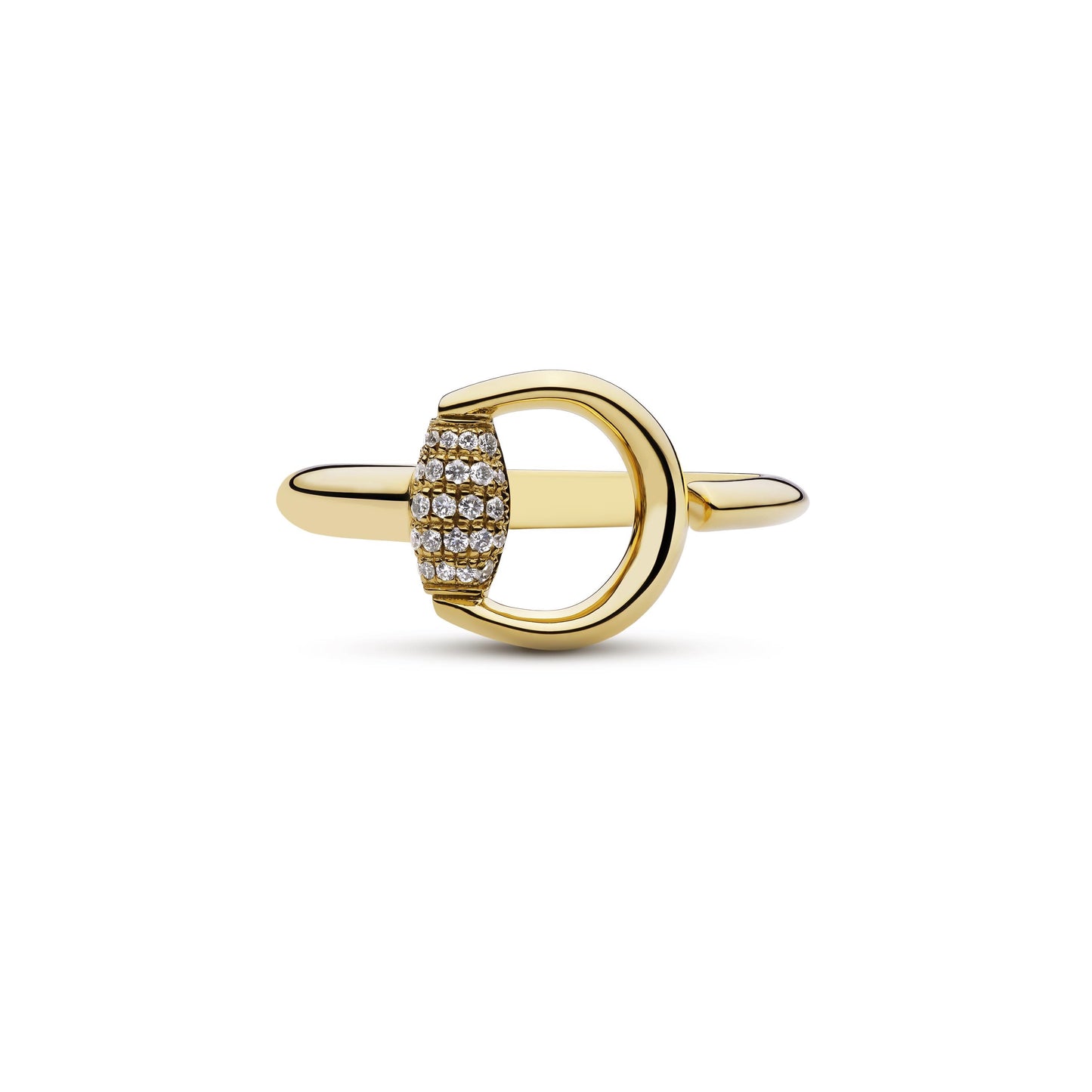 Gucci's 18K Yellow Gold Horsebit Diamond Ring
