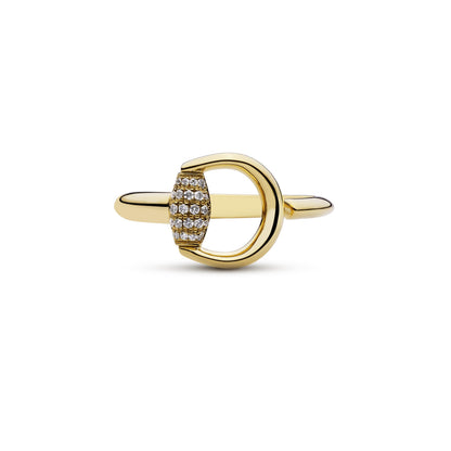 Gucci's 18K Yellow Gold Horsebit Diamond Ring