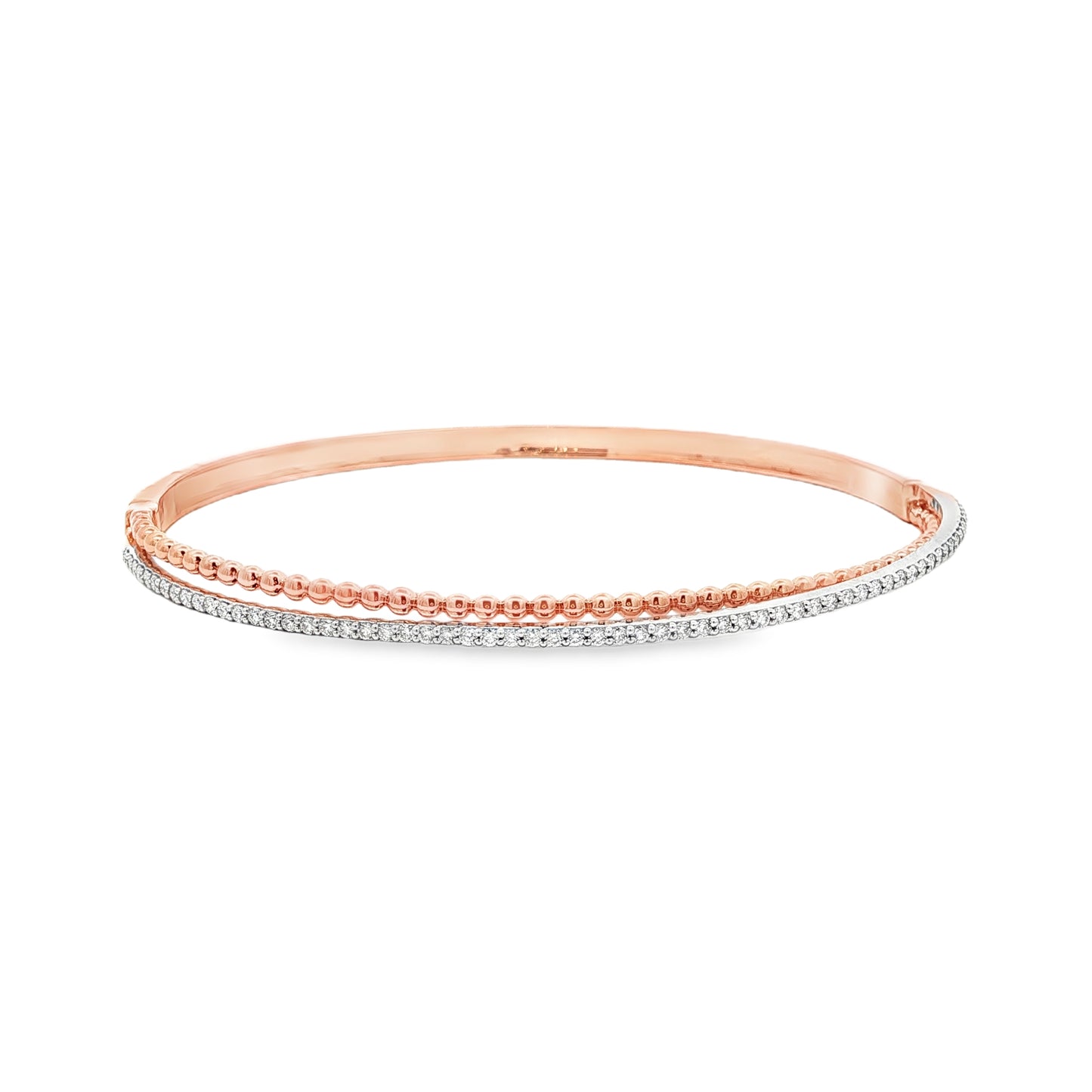 Jai's 18K Two-tone Two-strand Semi-pave Diamond Bangle