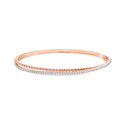 Jai's 18K Two-tone Two-strand Semi-pave Diamond Bangle