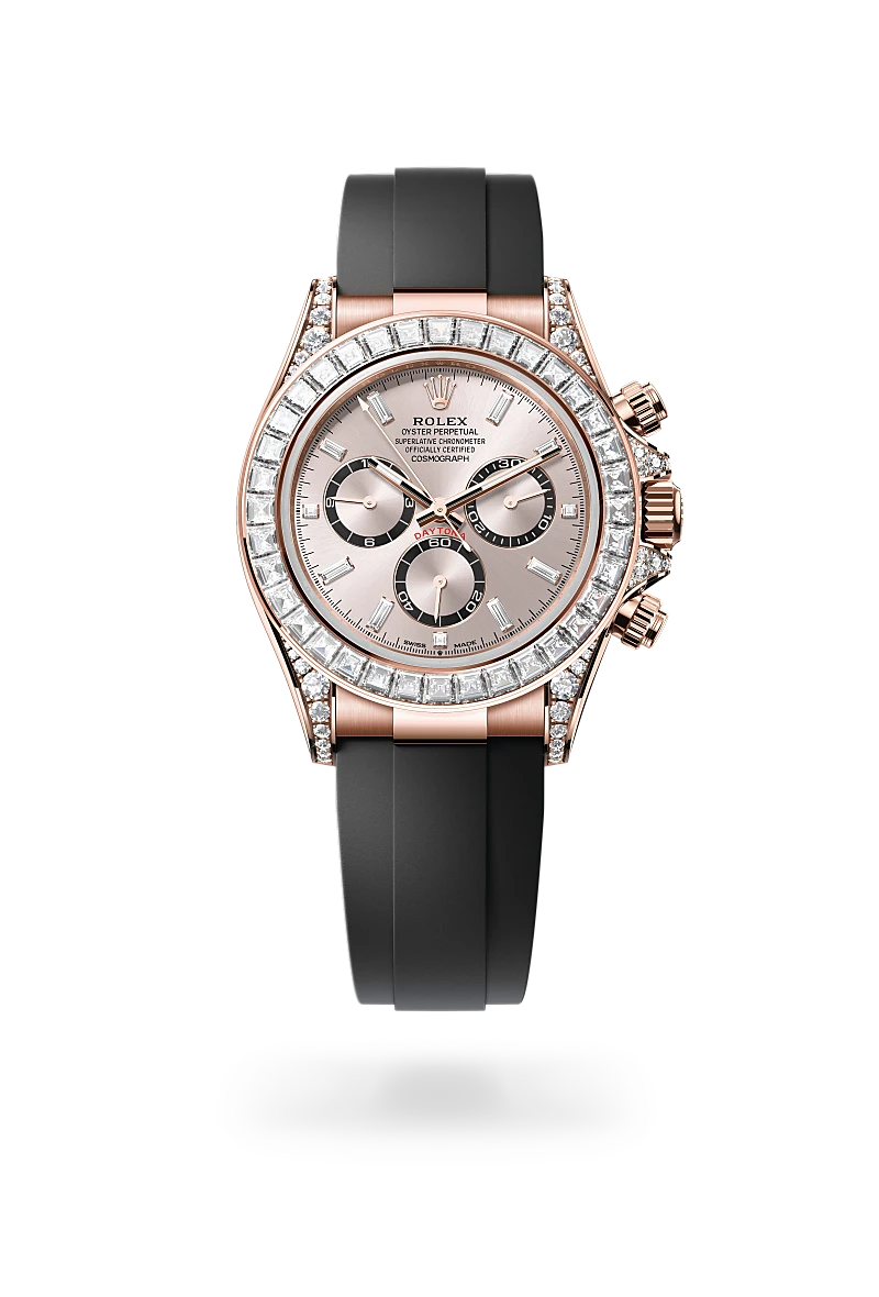 Rolex Cosmograph Daytona in 18 kt Everose gold with lugs set with diamonds, M126535TBR-0002 - Jai's Turks and Caicos