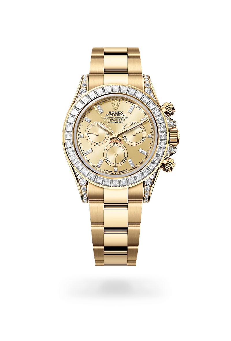 Rolex Cosmograph Daytona in 18 kt yellow gold with lugs set with diamonds, M126598TBR-0001 - Jai's Turks and Caicos