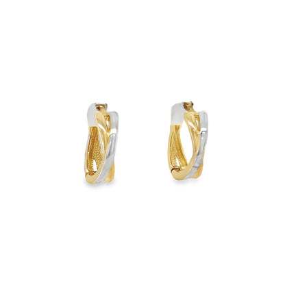 Jai's 14K Two-tone Medium Criss-cross Huggies