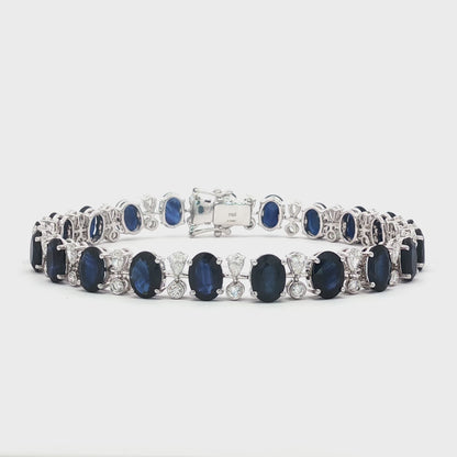 Jai's 18K White Gold Oval Sapphire & Diamond Bracelet