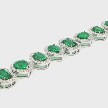 Jai's 18K White Gold Multi-cut Emerald & Diamond Bracelet