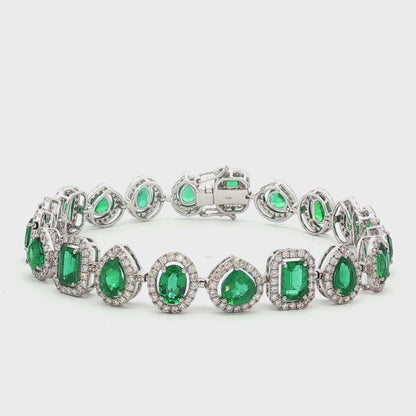 Jai's 18K White Gold Multi-cut Emerald & Diamond Bracelet