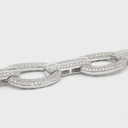 Jai's 18K White Gold Diamond Oval-link Bracelet